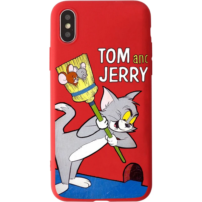 Fashion cartoon TOM AND JERRY Candy Color TPU Case phone For iphoneX 7 8 XS XR XSMAX Red Yellow purple Cover |
