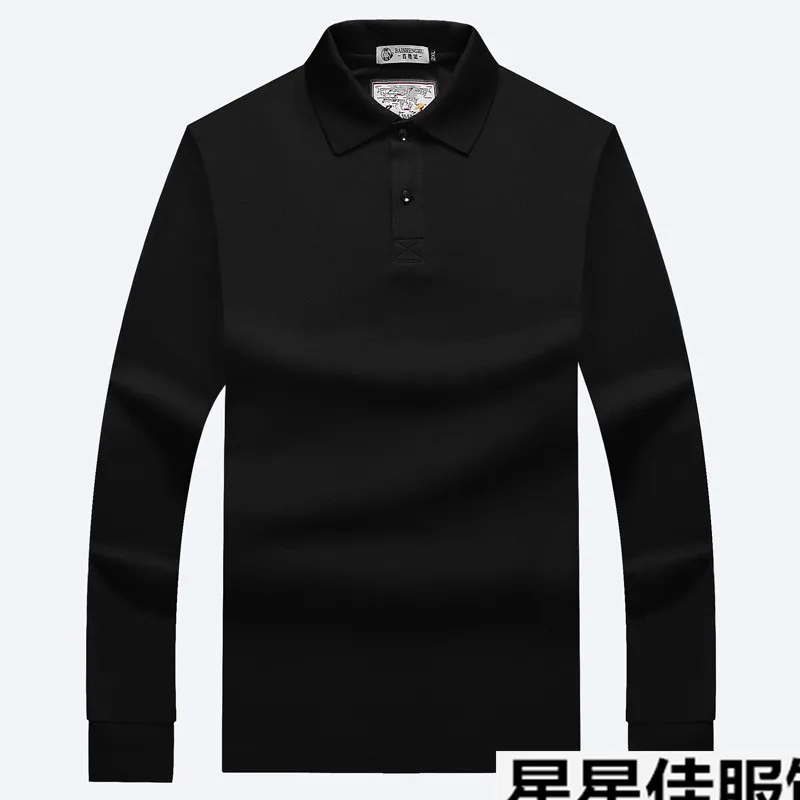 1 Большие размеры 8XL 6XL, Мужская рубашка поло с длинным рукавом, хлопок, Повседневная модная мужская рубашка поло, большой размер 5xl 4XL, тонкая черная футболка, топы - Цвет: 1