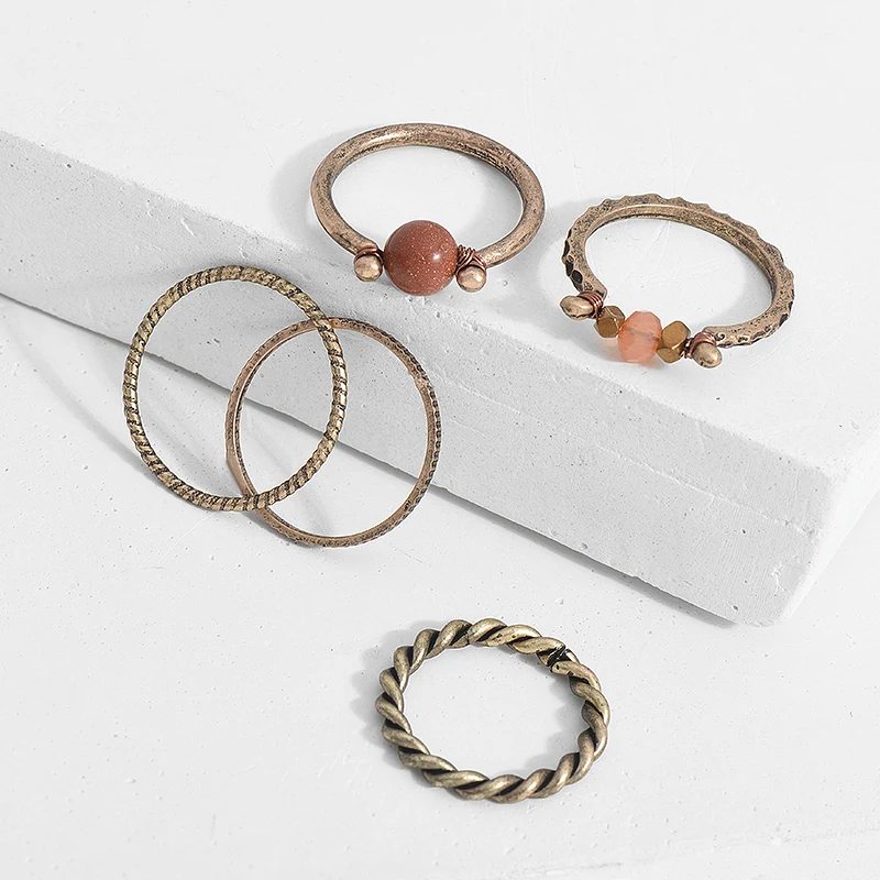 2017 Новый Урожай 5 шт. каменные бусы кольцо Ювелирные наборы ручной работы