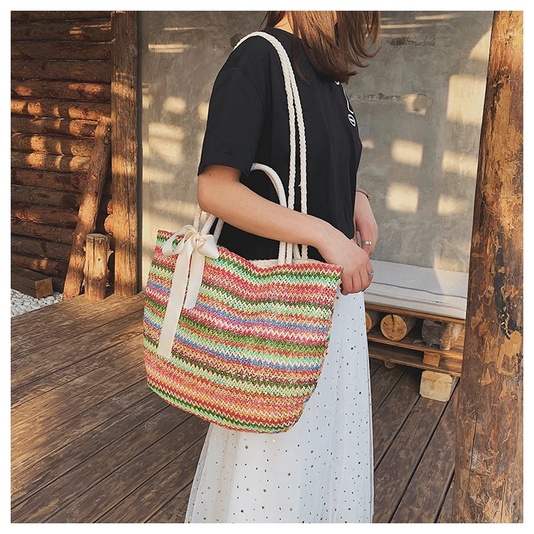 BILLETERA Новое поступление Модная Портативная полосатая Пляжная сумка для женщин на