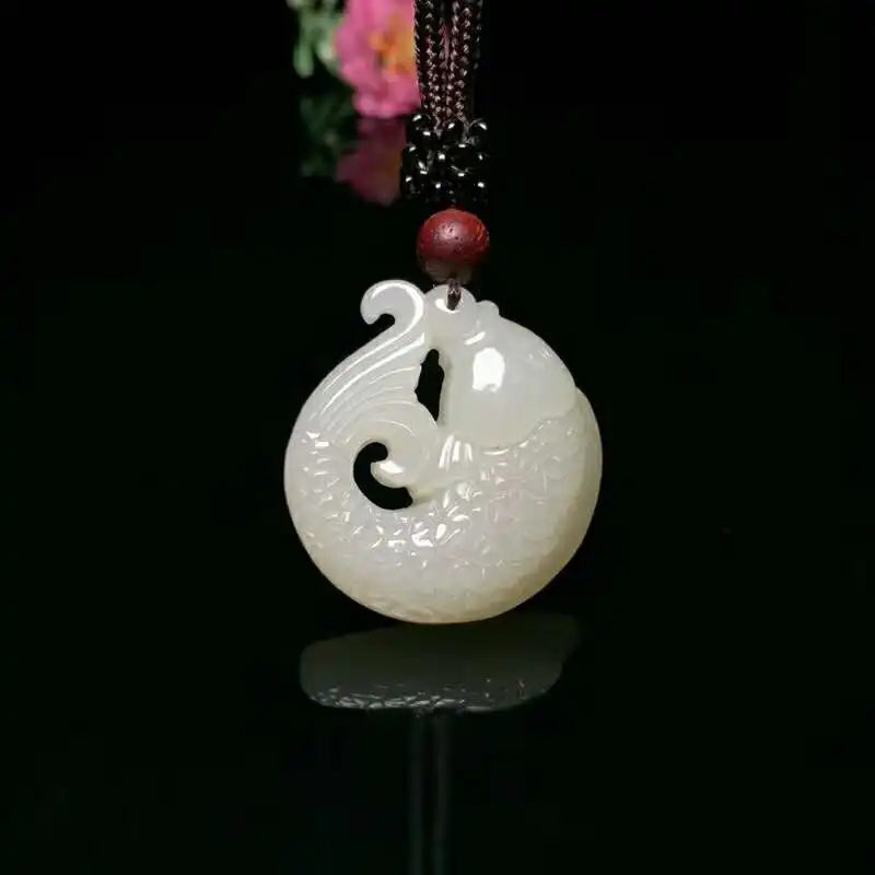 H6#Exquisite Hetian jade auspicious carp pendant white meaning | Украшения и аксессуары