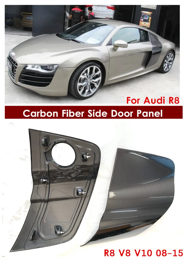 1 пара+ двухсторонний карбон/R8 V8 V10 углеродное волокно Боковая дверь боковая панель лезвие боковое Совок боковое лезвие для Audi R8 V8 V10 2008-15