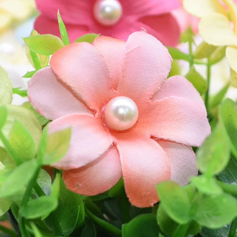 20pcs 4.5cm Silk Petals Artificial Cherry Flower Heads for Wedding Home Decoration Festival Party Fake Pearl Beaded Rose Flowers