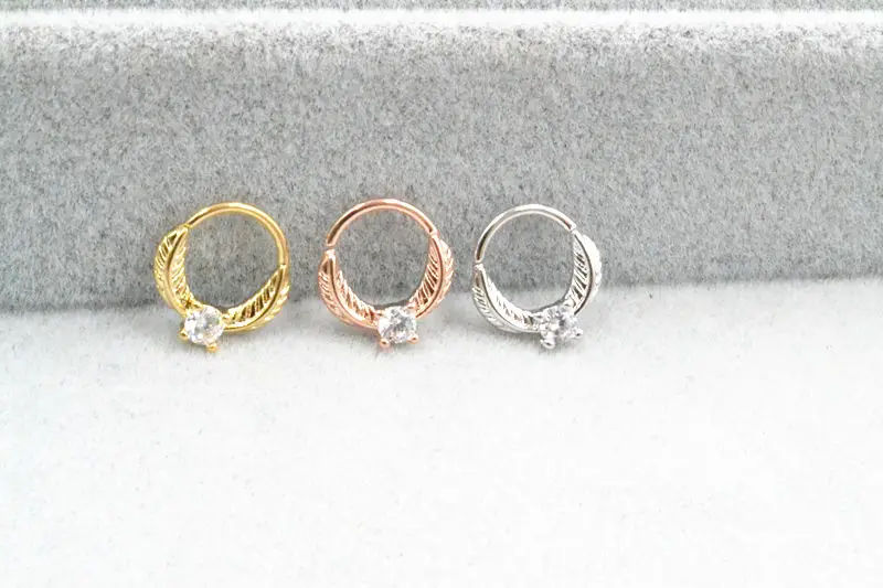 Кольцо для пирсинга носа с фианитом 18 г украшение ушей козелка и завитка ушной