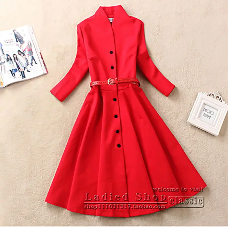 Европейские и американские женщины весенней и осенней моды небольшие ароматные ветры тонкой тонкой длинной секции платья.