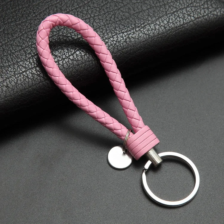 pink 40 цветов, сумки, брелки, плетеные кожаные веревки, ручной работы, тканые брелки, кожаный брелок для ключей, держатель для автомобильных брелков - Цвет: pink