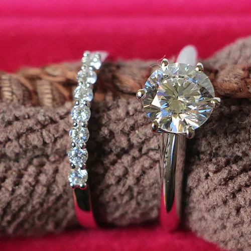 14K белые золотые свадебные наборы 2.7Ct женские обручальные кольца для женщин