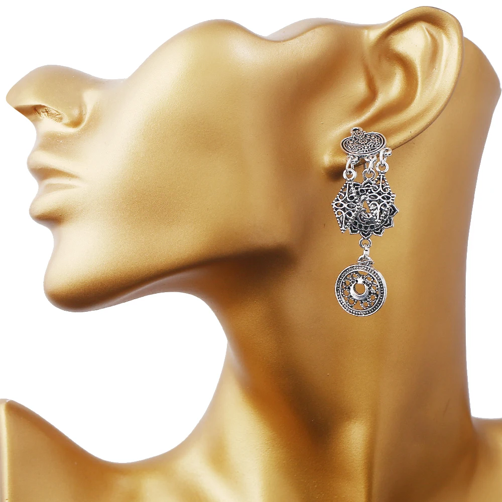 Индийские винтажные длинные серьги-гвоздики shegior для женщин аксессуары полые