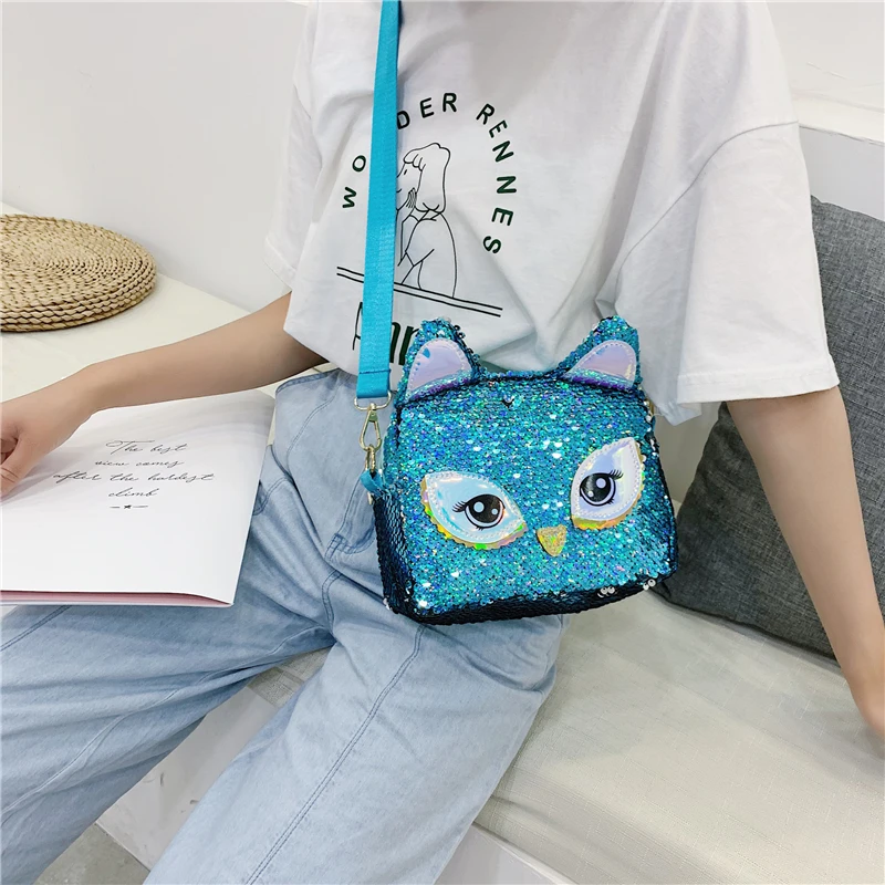 B Новые женские блестящие девичьи сумки кошелек сумка-мессенджер сумка через плечо милый кот дорожные сумки - Цвет: B