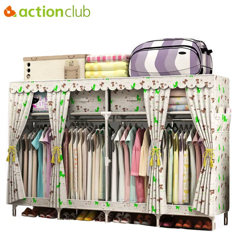 Actionclub 200*45*170 см большой Тканевый шкаф для семейной одежды подвесной хранения