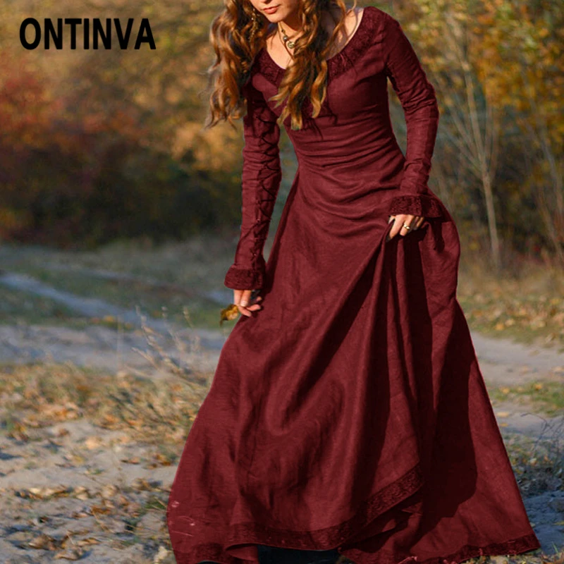 Женское длинное облегающее платье в стиле ретро на осень и весну красное зеленое