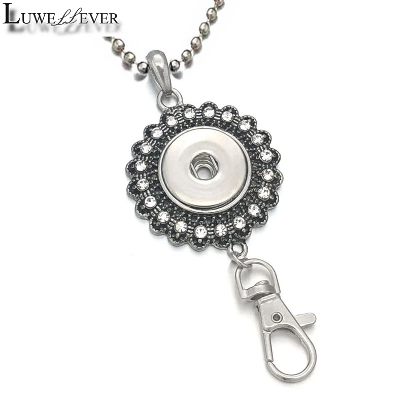 

Fashion 122 Flower KeyRing Crystal 18mm Snap Button Necklace Pendant Interchangeable Keychain Charm Jewelry Women Gift
