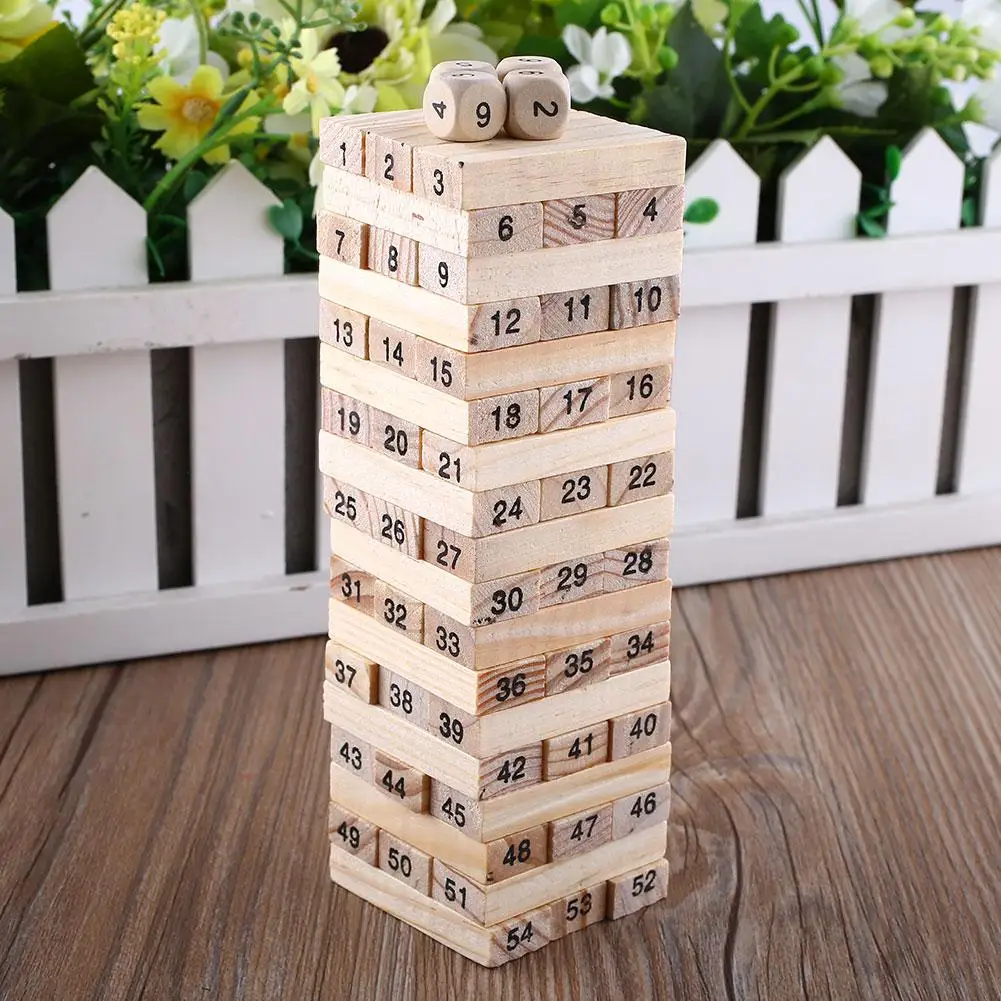 Детский деревянный строительный блок 48 блоков + 4 Кубика|building blocks|games woodengame education |