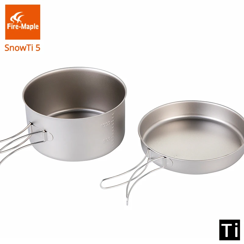 

Fire Maple SnowTi 5 портативный зимний титана 1,35 л Открытый Кемпинг горшок и 0,55 л сковорода ультра-светильник 195 г Кемпинг горшки Набор