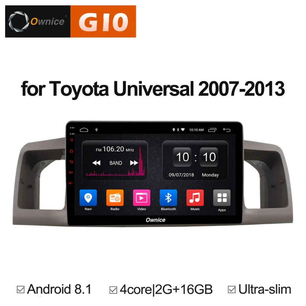 Автомобильный DVD-плеер HD 9 " Android 8 1 4 ядра 2 Гб ОЗУ + 16 ПЗУ для Toyota Universal 2007-2013 GPS Navi