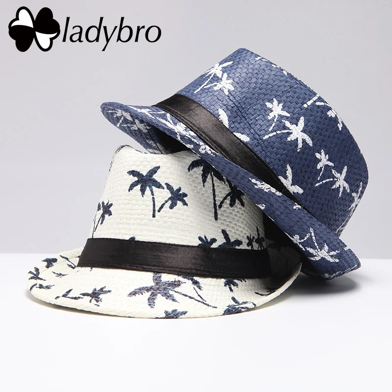 Мужская шляпа от солнца Ladybro Повседневная пляжная соломенная в стиле джаз Федора