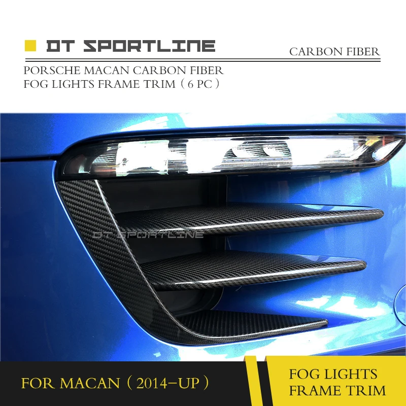 Настоящее углеродное волокно для Porsche Macan FogLight украшение противотуманной фары отделка автомобильный стиль foglamp рамка отделка переднего бампера для губ