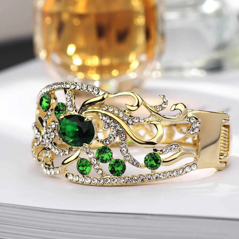 Neoglory австрийский хрустальный светильник желтое золото большие браслеты манжеты