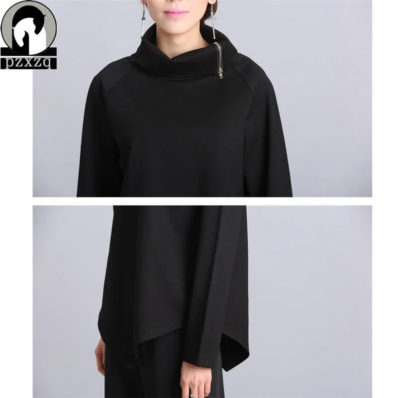 Женская толстовка в стиле Харадзюку свитшот с высоким воротником и длинными