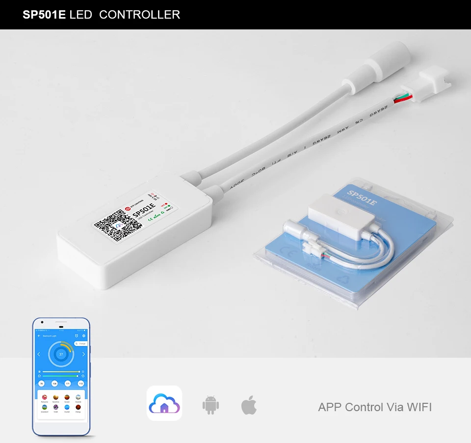SP501E светодиодный Wi-Fi светильник WS2812B контроллер адресуемый RGB полоса Amazon Alexa Smart SPI голосовое приложение управление для Andriod/iOS DC5-24V