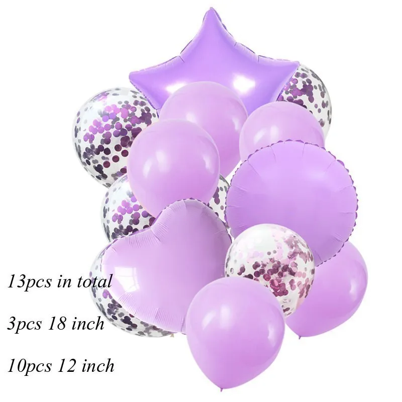 13PCS Purple 1 комплект Русалка Вечерние одноразовые бумажные столовые приборы фиолетовый номер воздушные шары настольные украшения для детей день рождения свадебные принадлежности - Цвет: 13PCS Purple
