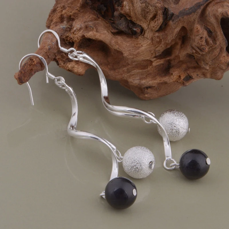 Женские серьги с цветными бусинами высококачественные серебряные серьги|earrings