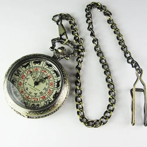 

Rare Antique Chinese Zodiac Dial Bronze Mechanical Pocket Watch Free Shipping