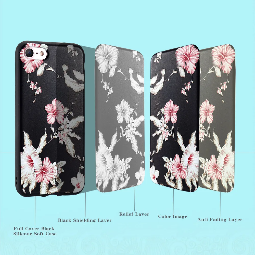 KISSCASE чехол на айфон 7 6 s 8 цветочный для iPhone S Plus 3D выпуклый силиконовый телефона с