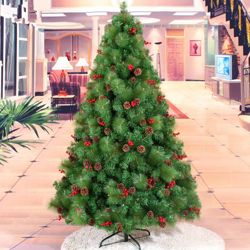 

180CM / 1.8M small red berries mixed pine cones + PVC environmentally friendly materials Christmas tree pine needles Decoration