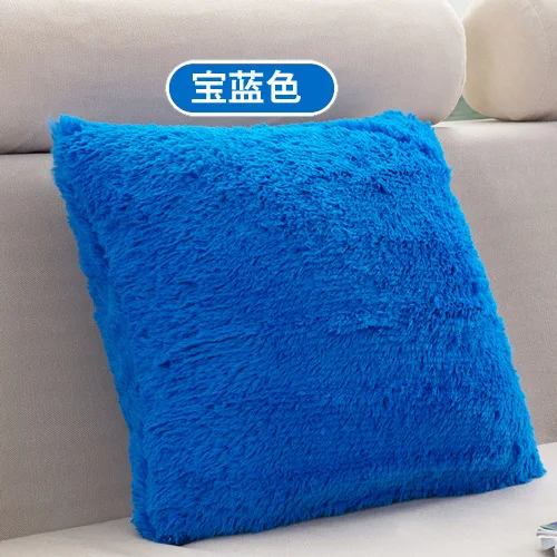 royal blue Мягкий удобный пушистый однотонный плюшевый квадратный чехол для дивана, наволочка для подушки, декоративная коробка(без сердечника), товары для домашнего декора - Цвет: royal blue