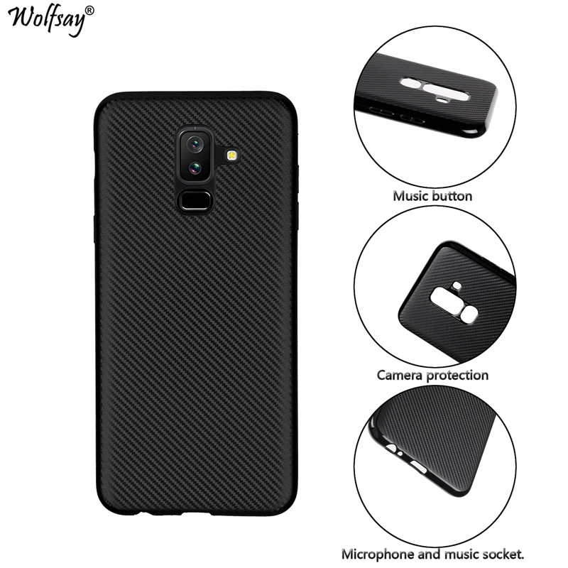 Carbon Brushed Case For Samsung Galaxy A6 Plus 2018 Cover A605 Slim Soft Silicone Cases / J8 |