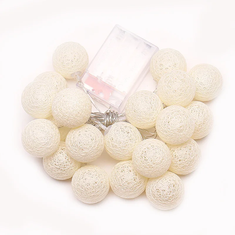 20 LED Thai Cotton Thread Ball Battery Box Light String Warm White Christmas Lights Indoor Creative Ins Decorative Lights