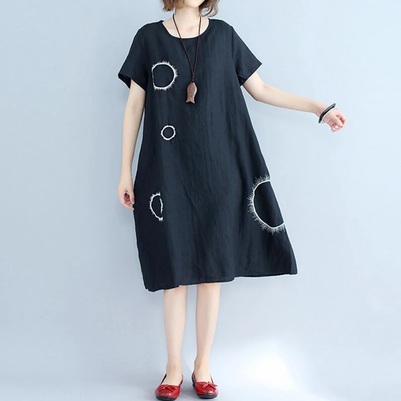 L-3XL Plus Size Women Clothing 2018 Summer Fashion Casual Loose Black T-Shirt Dresses large Vestidos Mujer | Женская одежда