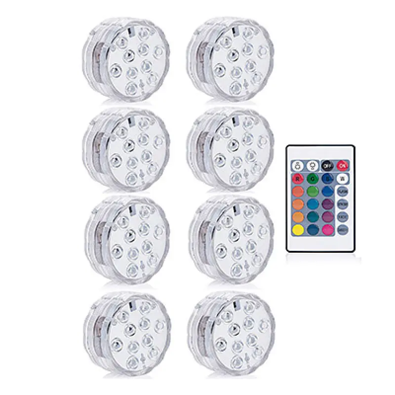 1 Remote 8 Light 10 светодиодный RGB Светодиодный прожектор пруд погружной IP67 Водонепроницаемый свет для плавательных бассейнов Батарея работает для Свадебная вечеринка - Испускаемый цвет: 1 Remote 8 Light