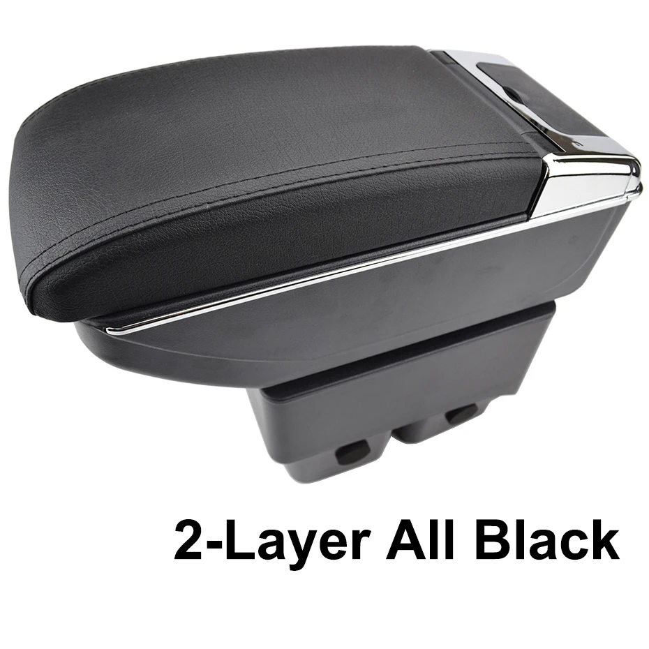 2-Layer All Black Xukey центральный подлокотник для Ford Fiesta 2011- консольный Центр черный ящик для хранения автомобиля Стайлинг коробка пепельница 2013 - Название цвета: 2-Layer All Black