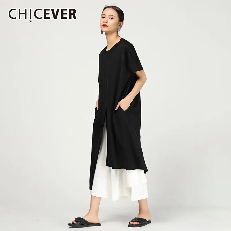 Женское платье с оборками CHICEVER летнее Повседневное свободного покроя круглым