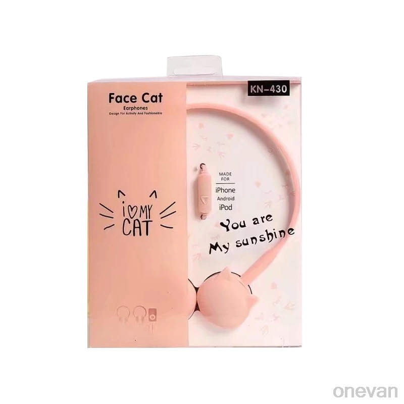Pink Милые уход за кожей лица наушники "Кошка" через наушники-вкладыши Muisc стерео наушники С микрофоном дети дочь наушники гарнитура с розничной посылка - Цвет: Pink