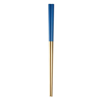 Blue Gold 1 шт. Золотая Серебряная соломка из нержавеющей стали Палочки для еды в Корейском стиле кухонные высококачественные столовые инструменты для еды лапша посуда Хаши - Цвет: Blue Gold