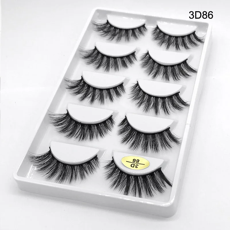 5 pairs False Eyelashes 3D Mink Fake Lashes Natural Long 1cm-1.5cm Full Strip 1 Box Makeup | Красота и здоровье