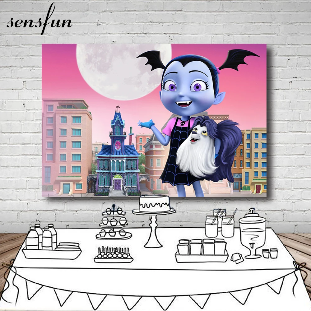 Sensfun здания круглая луна здание Луна Junior Vampirina фон для девочек день рождения фоны 7x5FT винил