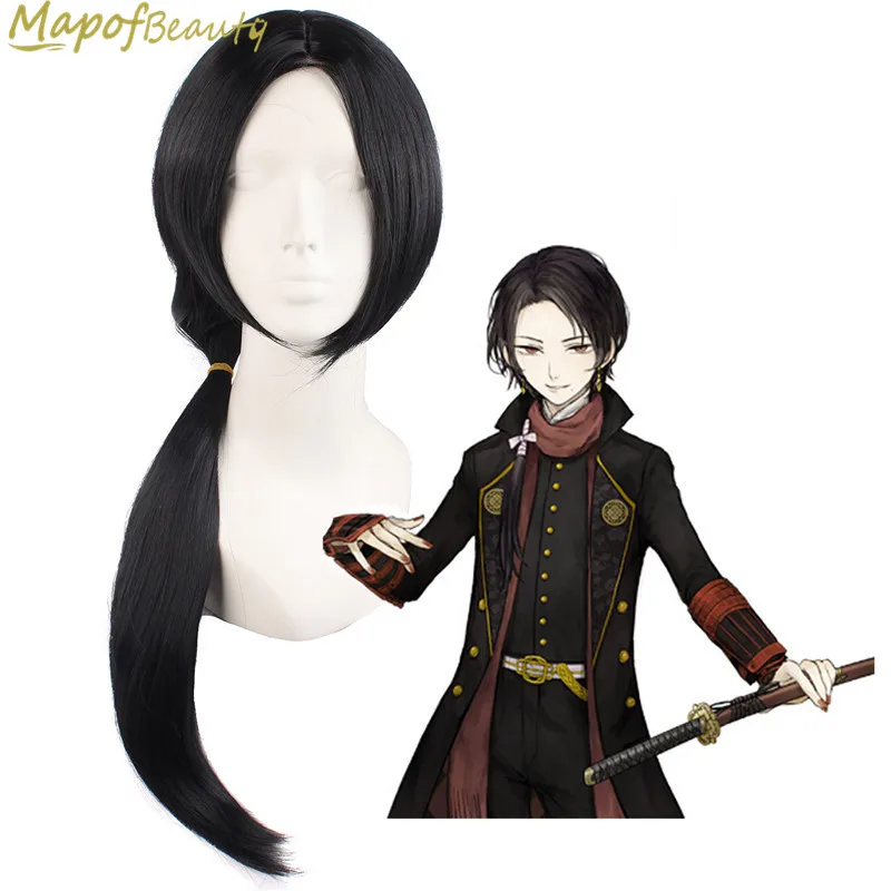 Длинные прямые черные мультфильм TouKenRanBu Хеллоуин костюм ролевая игра Косплэй
