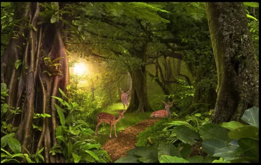 Пользовательские фото обои 3d для стен 3 d пасторальный мультфильм лес