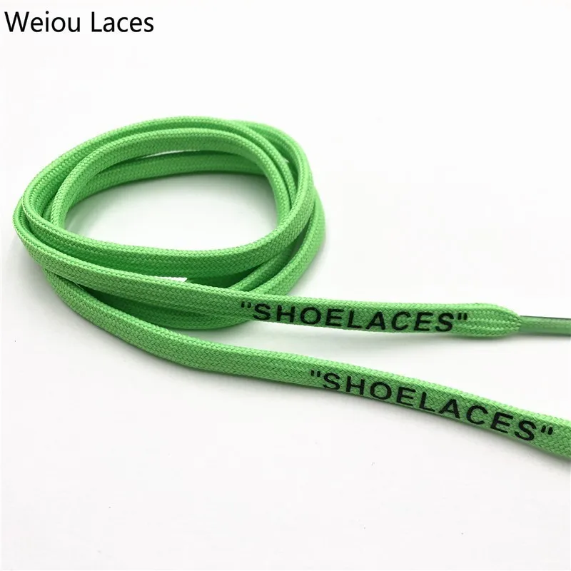 Weiou бренд Off White плоские полиэфирные шнурки печать "шнурки" Зеленый Оранжевый OW подписанные совместно беговые шнурки на заказ