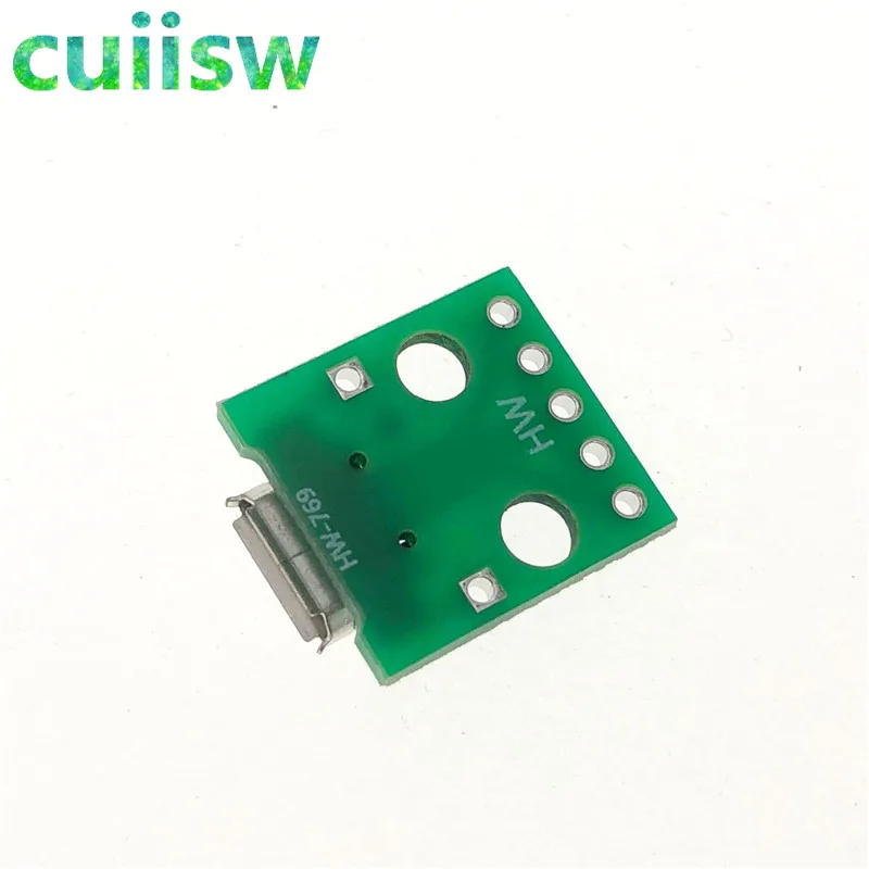 Cuiisw 100 шт. микро USB адаптер DIP 5pin Женский Разъем | Электронные компоненты и