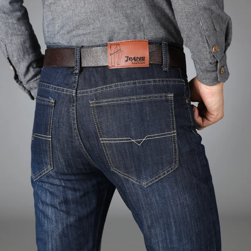 Black Jeans Men four seasons Stretch Denim Man Elastic Casual Classic Retro straight Jean Pants Male Quality Homme | Мужская одежда