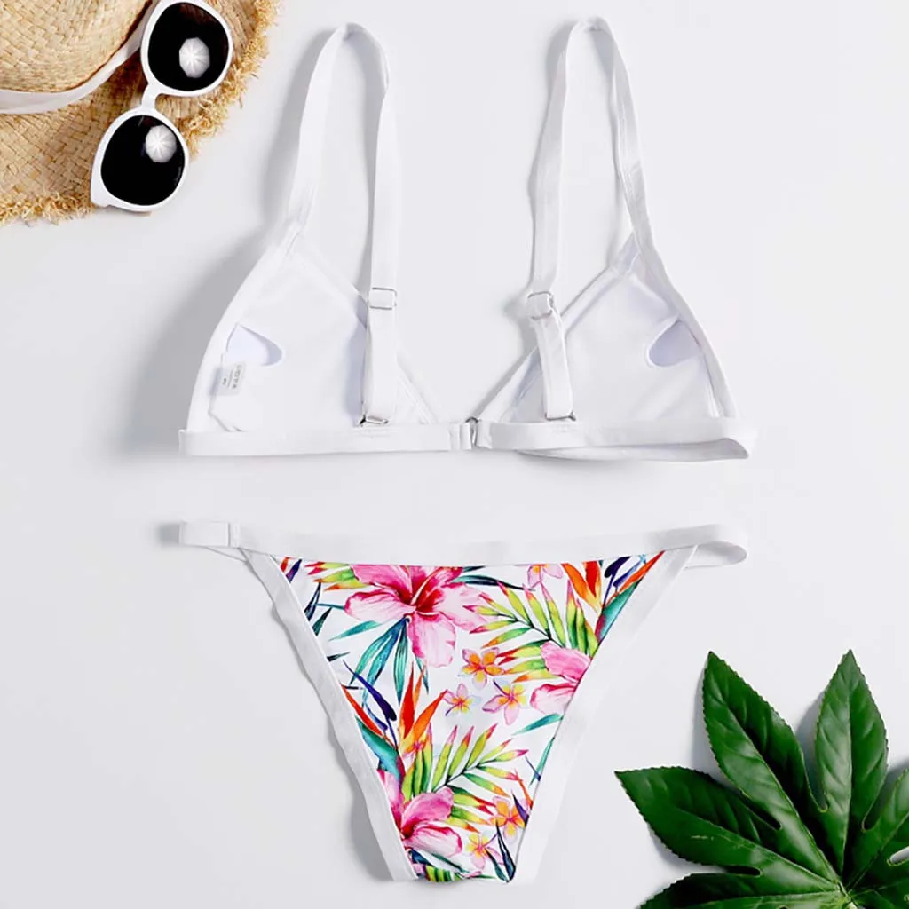 Beachwear Bikini Swimsuit Plus Size Swimwear Women 2019 Push Up Outdoor Sports Printed Bandage Padded Large Bather | Спорт и