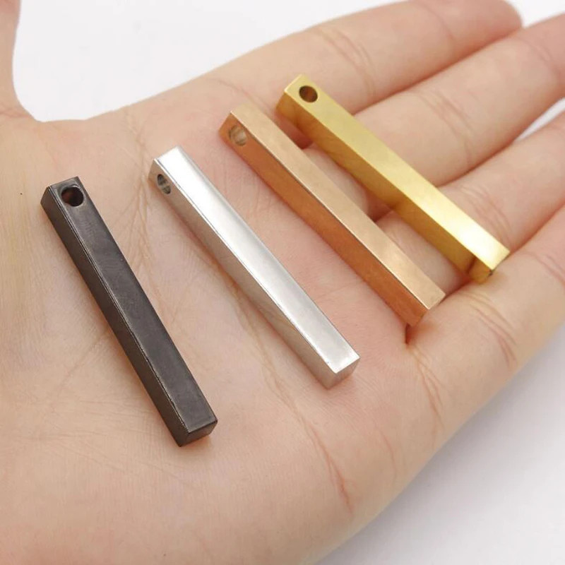 Fnixtar 20pcs/lot 5*40mm Stainless Steel Stamping Bar Blank Long Square Pendant Charms DIY Jewelry Making Pendants | Украшения и