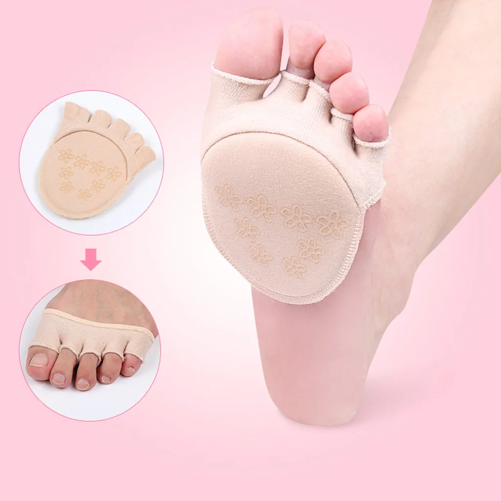 Women's Five Toe Toppers Socks Toe Separating Socks No-Show Half Palm Socks for Peep Toe Sandals Pumps Flats Sneakers