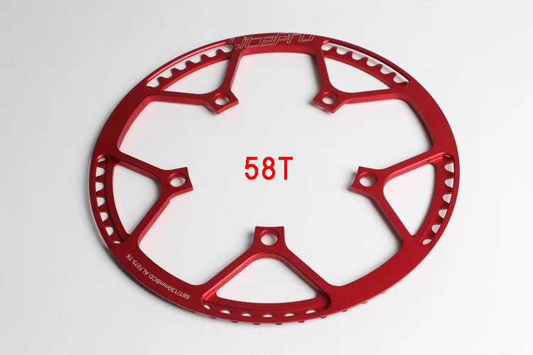 58T red Litepro одна скорость 130BCD складной велосипед шатун BMX цепь колеса 45 T/47 T/53 T/56 T/58 T AL7075 цепь колеса 170 мм кривошипно-цепное кольцо - Цвет: 58T red