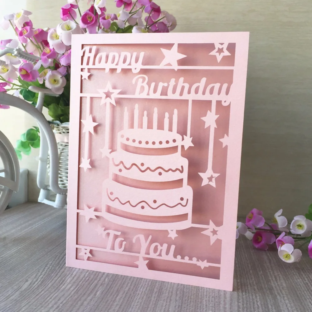 45 шт лазерная резка с днем рождения тема пригласительная открытка сладкие